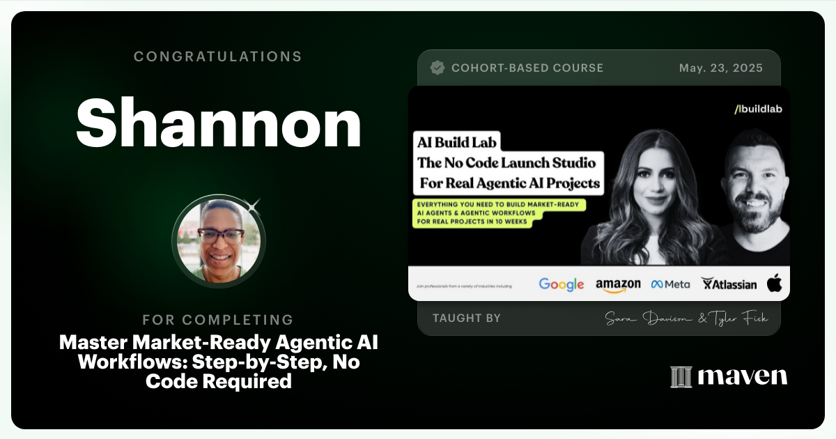Certificate of Completion for Master Market-Ready Agentic AI Workflows: Step-by-Step, No Code Required