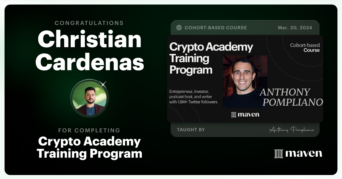 Certificate of Completion for Crypto Academy Training Program
