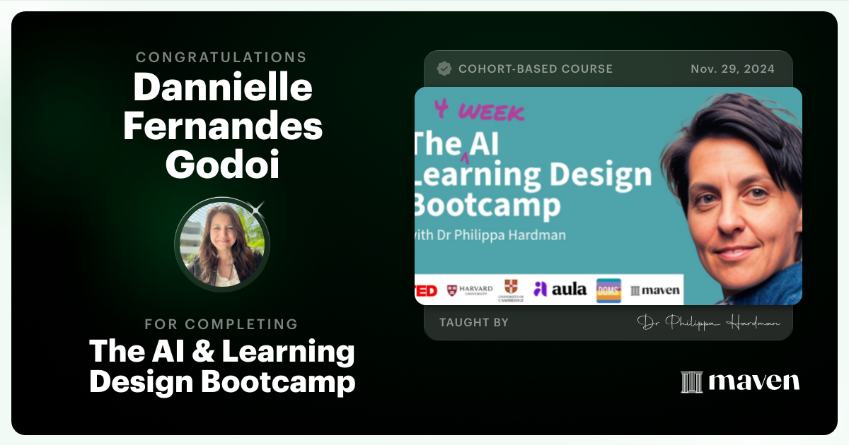 Certificate of Completion for The AI Bootcamp for L&D