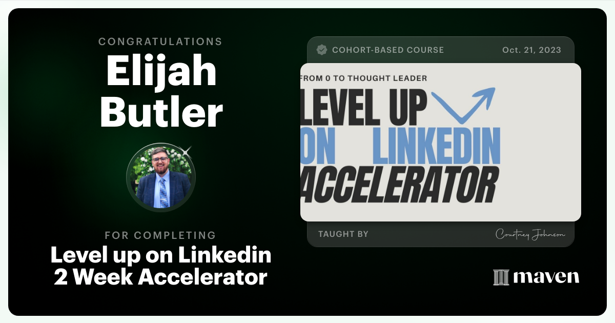 Certificate of Completion for Level up on Linkedin Accelerator