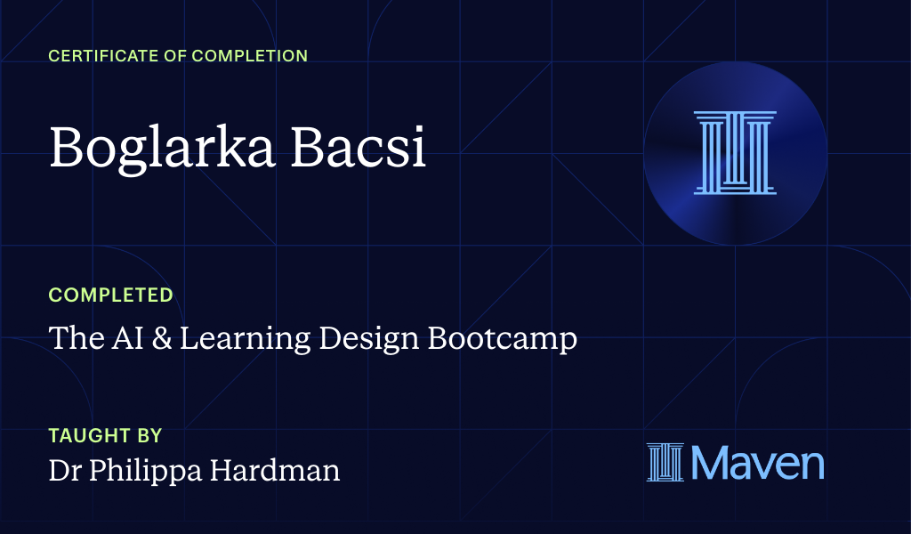 Certificate for The AI Bootcamp for L&D