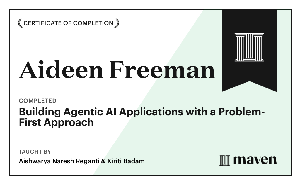 Certificate for Building Agentic AI Applications with a Problem-First Approach
