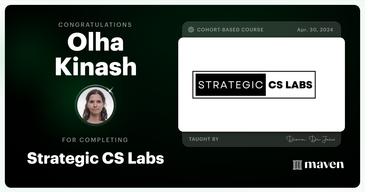 Certificate of Completion for Strategic CS Labs - Pilot Program