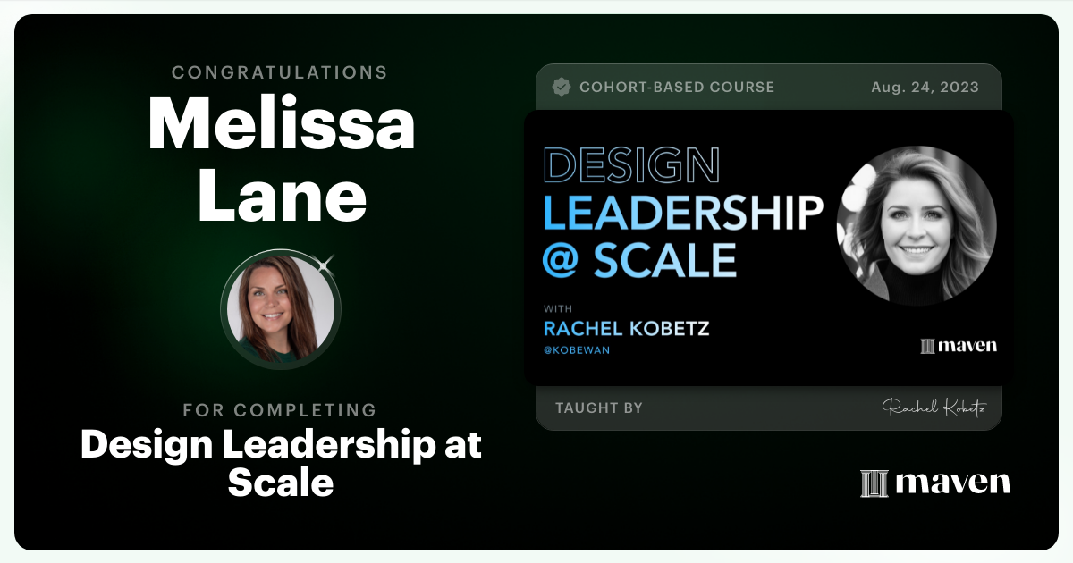 Certificate of Completion for Design Leadership at Scale: Executive