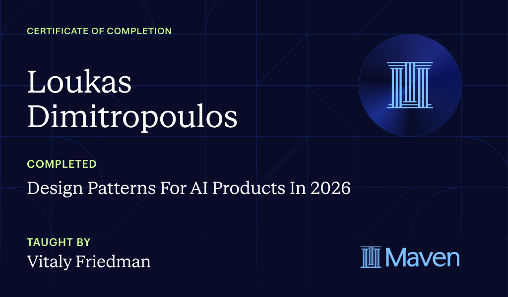Certificate for Design Patterns For AI Products In 2026