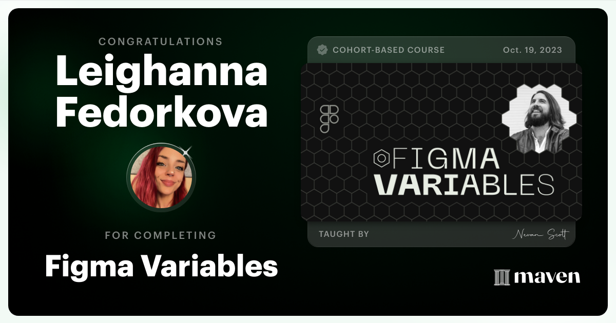 Certificate of Completion for Design Tokens with Figma Variables