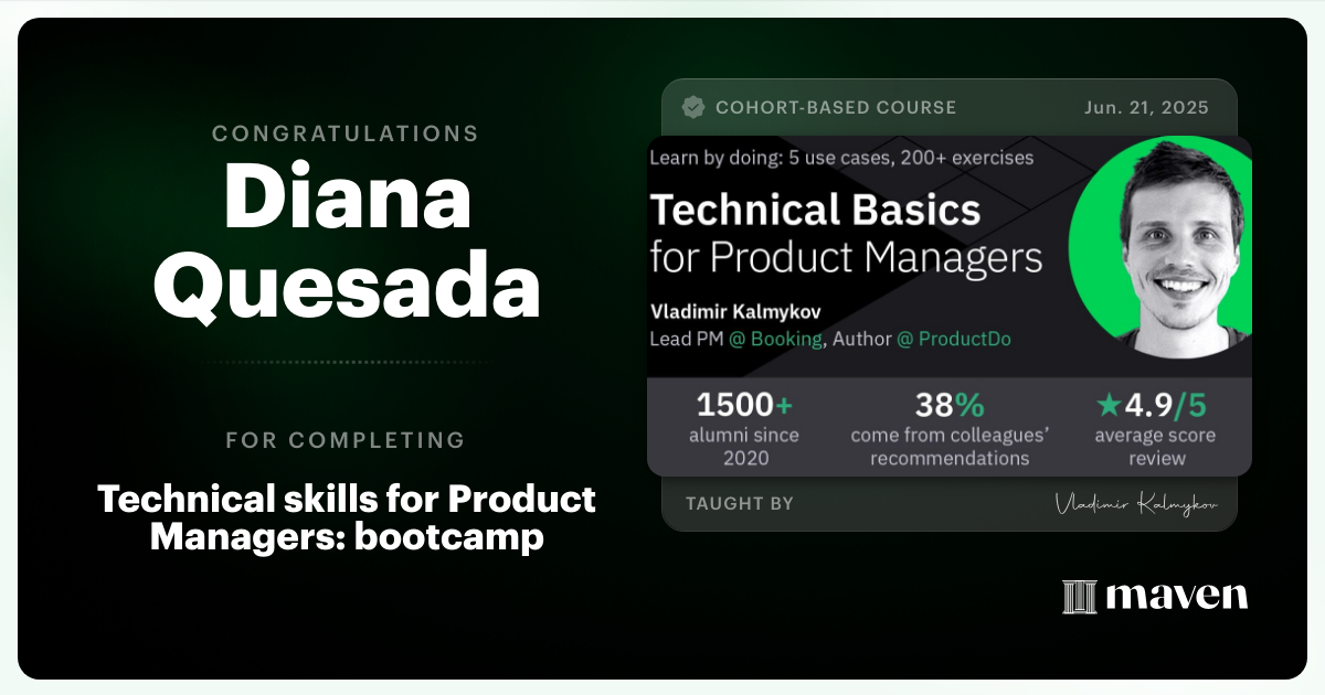 Certificate of Completion for Technical Foundations & AI Prototyping for Product Managers