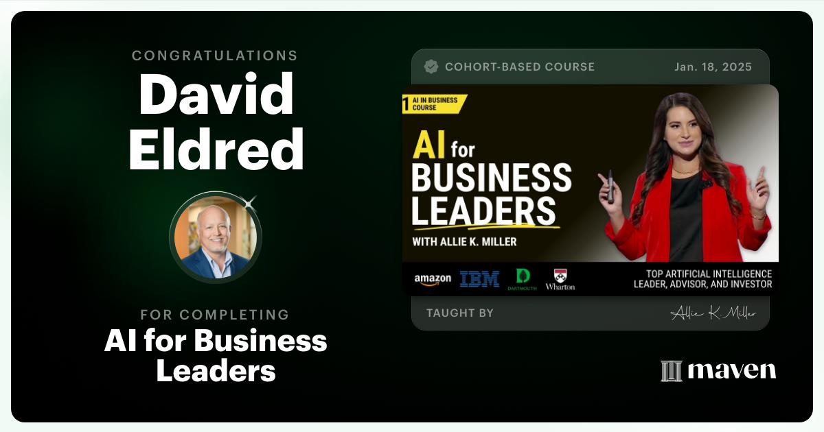 Certificate of Completion for AI for Business Leaders