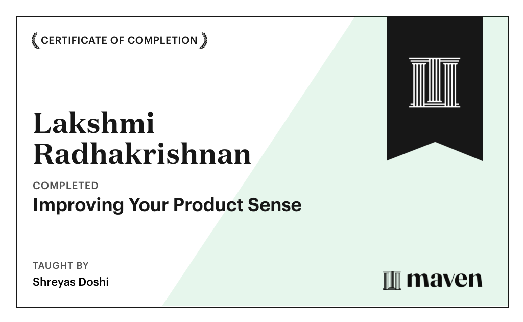 Certificate for World-class Product Sense in Practice