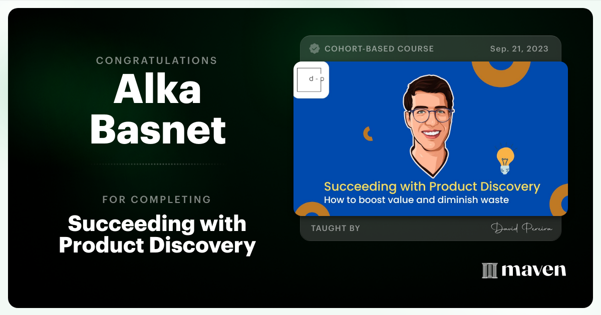 Certificate of Completion for Mastering Product Discovery