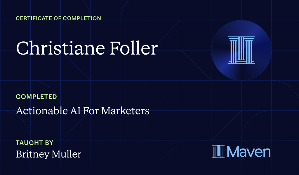 Certificate for Actionable AI For Marketers