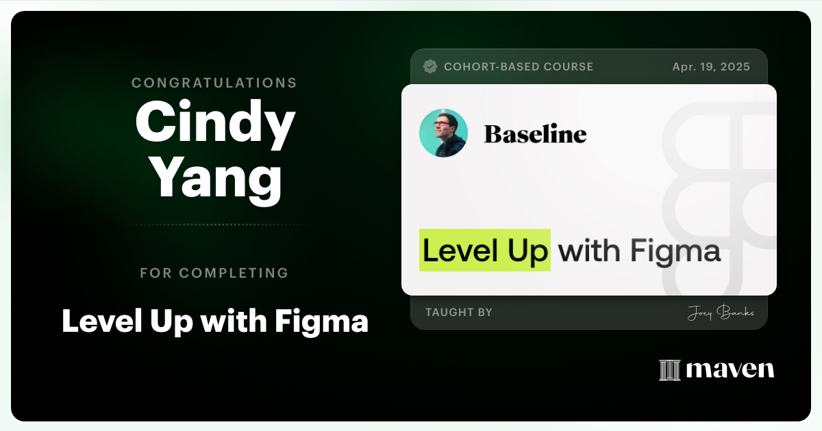 Certificate of Completion for Level Up with Figma