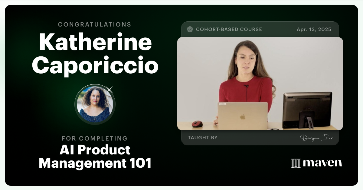 Certificate of Completion for AI Product Management Certification