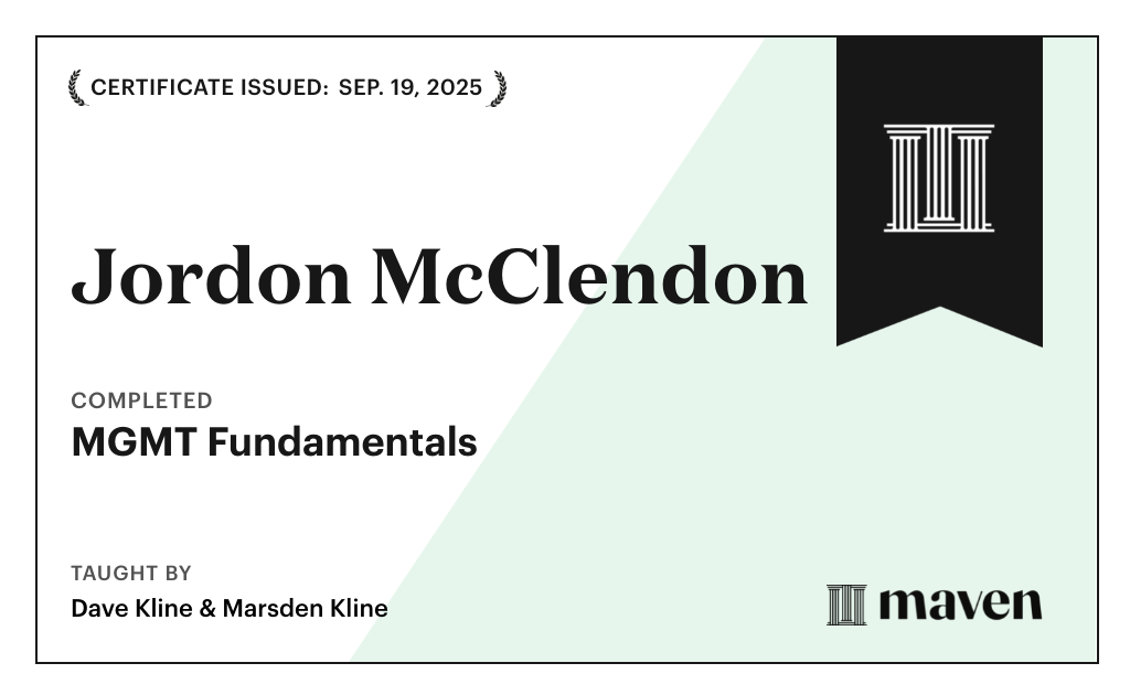 Certificate for MGMT Fundamentals - Foundational Skills for New Managers