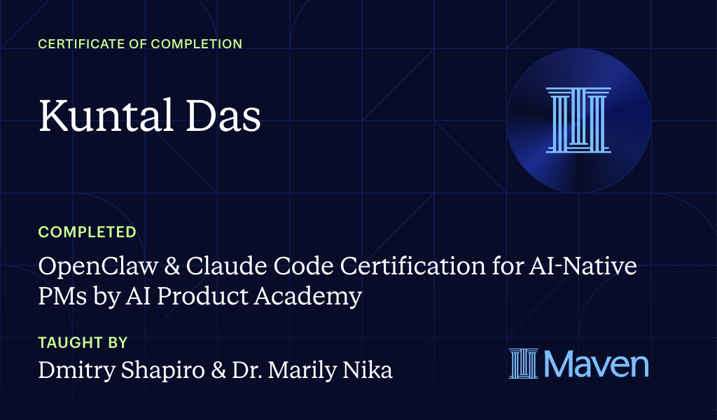 Certificate for Agentic AI for PMs & Engineers (Featuring Claude)