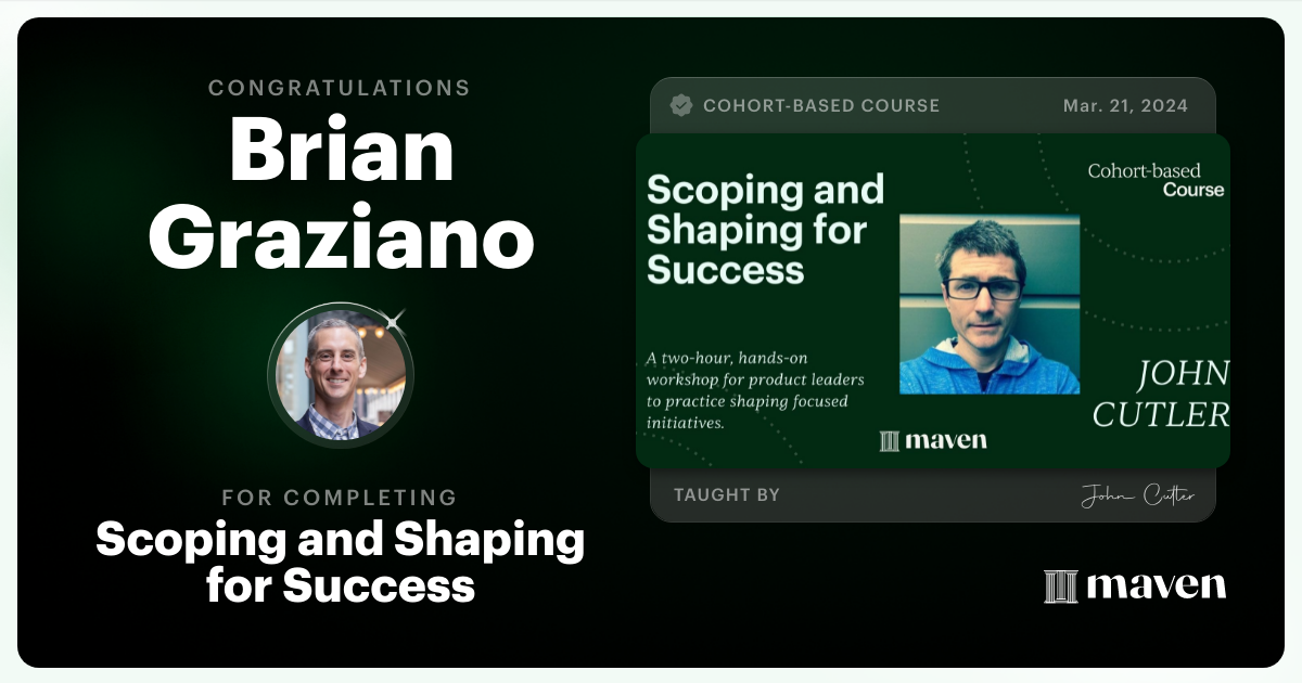 Certificate of Completion for Scoping and Shaping for Success