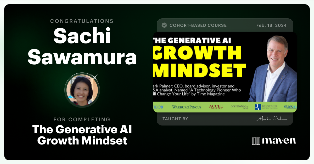 Certificate of Completion for The Generative AI Growth Mindset