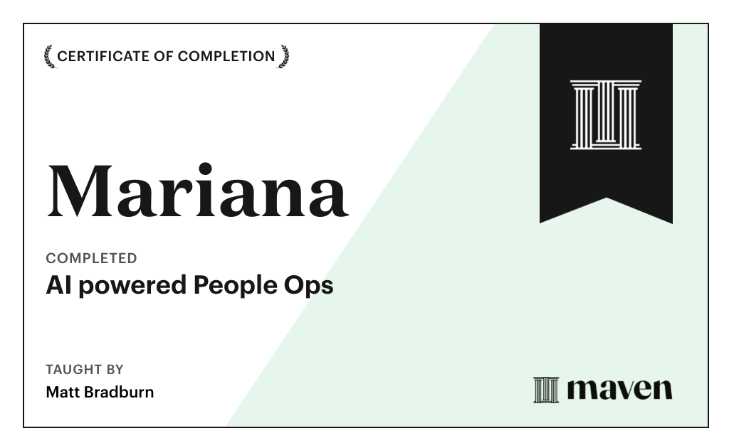 Certificate for AI powered People Ops