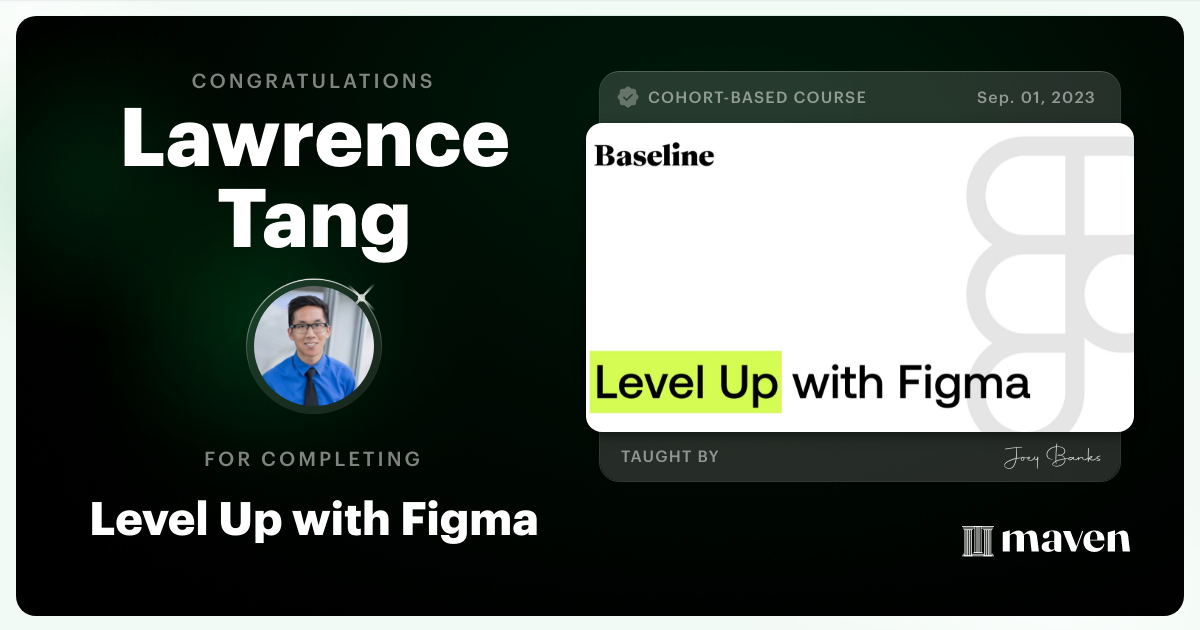 Certificate of Completion for Level Up with Figma