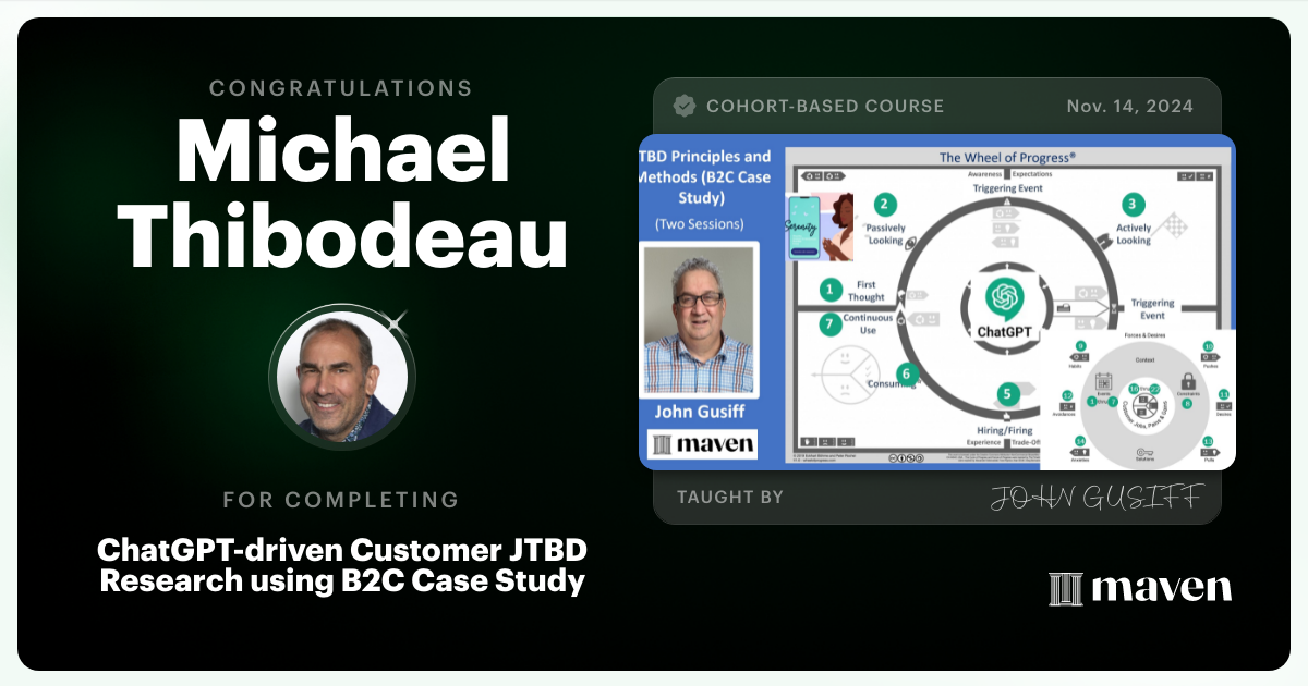 Certificate of Completion for Before You Build: Study Customer Progress (The Serenity App Case Study)