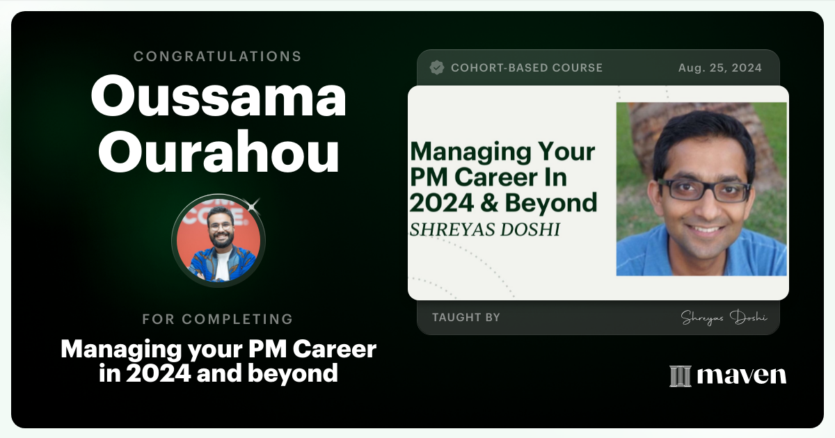 Certificate of Completion for Managing your PM Career in 2025 and beyond