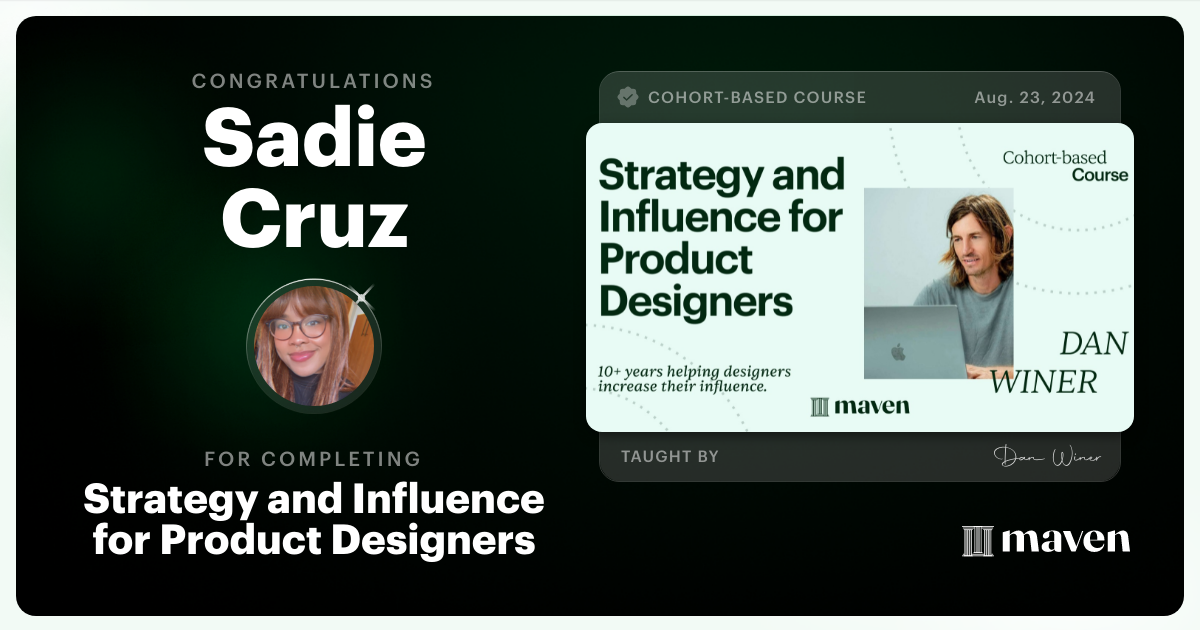 Certificate of Completion for Strategy and Influence for Product Designers