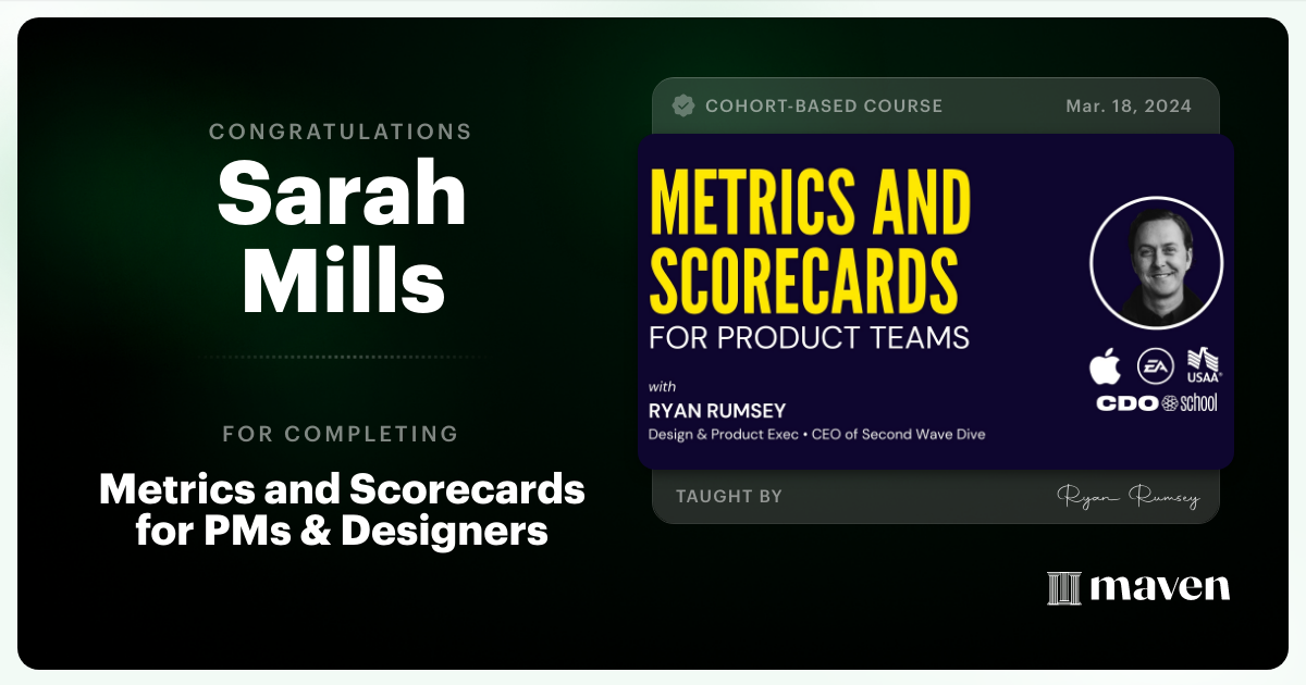 Certificate of Completion for OKRs for Design Orgs