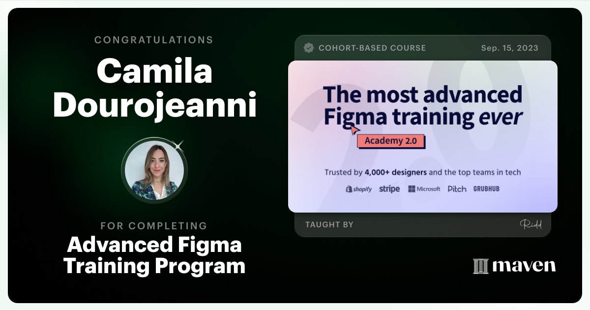 Certificate of Completion for Advanced Figma Training Program