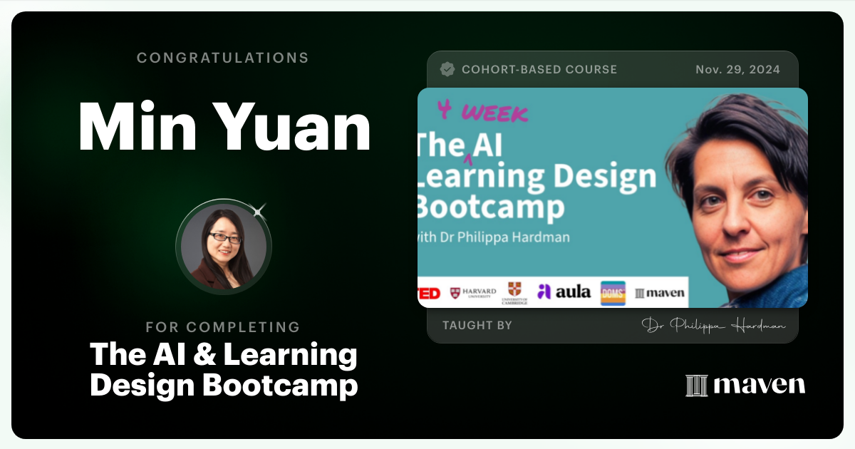 Certificate of Completion for The AI Bootcamp for L&D