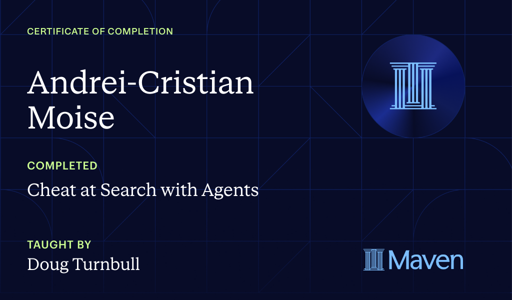 Certificate for Cheat at Search with Agents