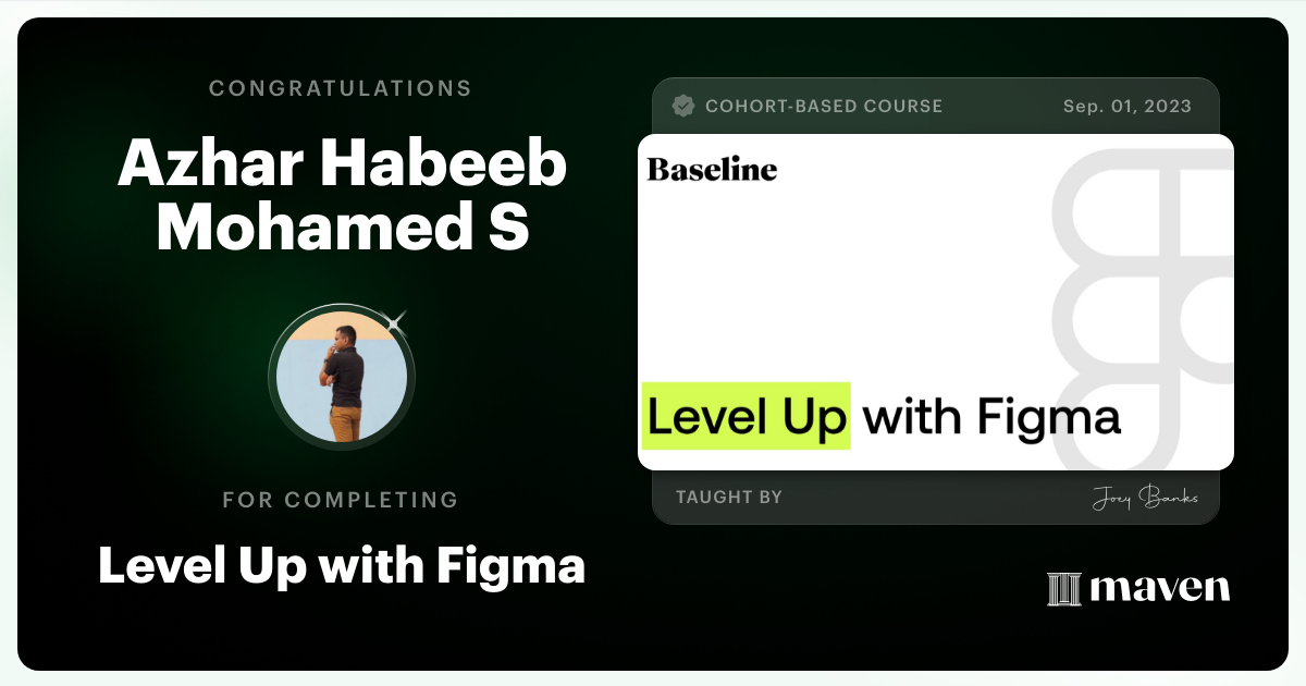 Certificate of Completion for Level Up with Figma