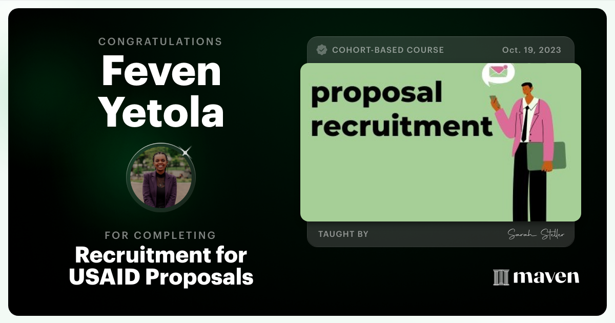 Certificate of Completion for Recruitment for USAID Proposals