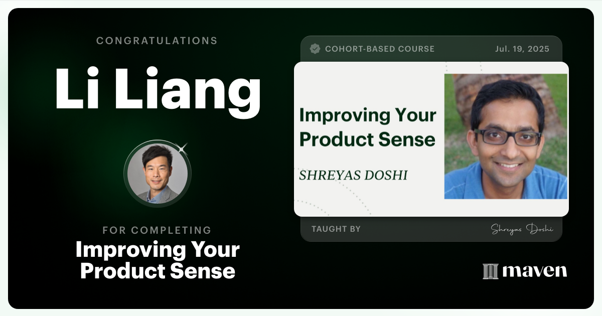 Certificate of Completion for World-class Product Sense in Practice