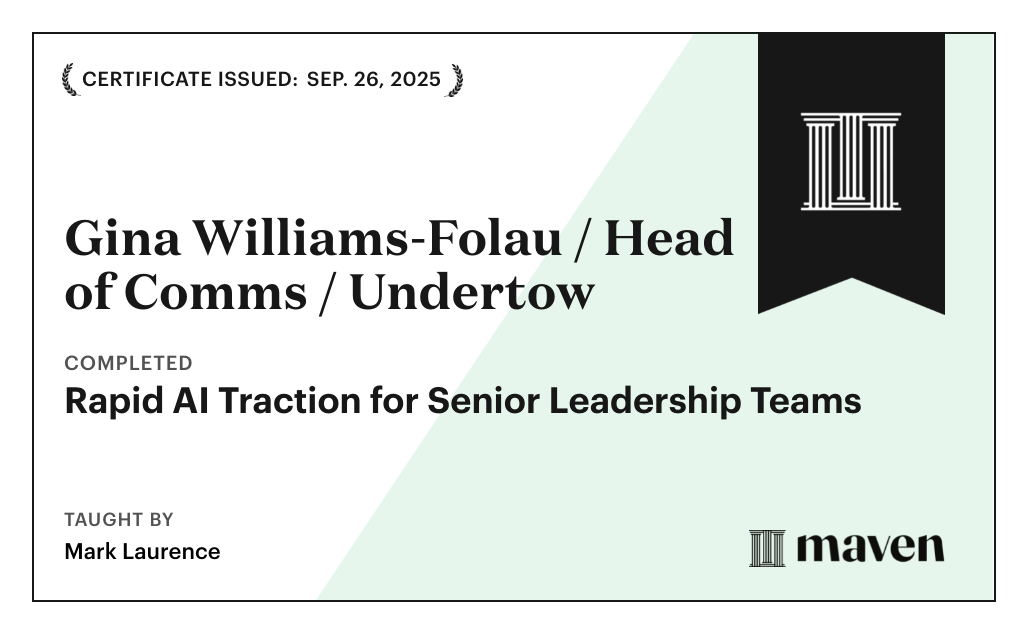 Certificate for Rapid AI Traction for Senior Leadership Teams