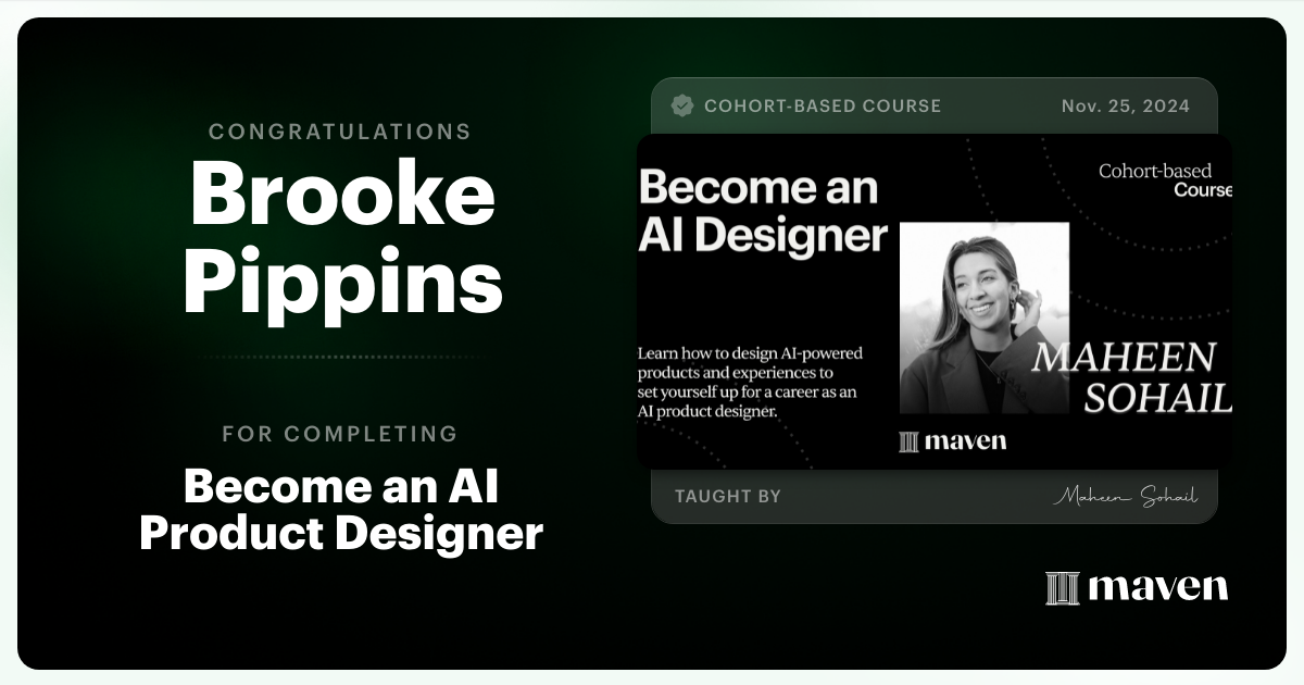 Certificate of Completion for Become an AI Product Designer