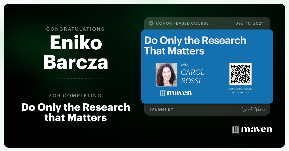 Certificate of Completion for Do Only the Research that Matters