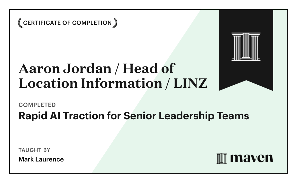 Certificate for Rapid AI Traction for Senior Leadership Teams