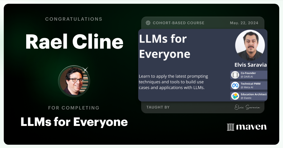 Certificate of Completion for LLMs for Everyone