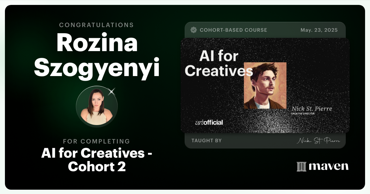 Certificate of Completion for AI for Creatives - Cohort 2