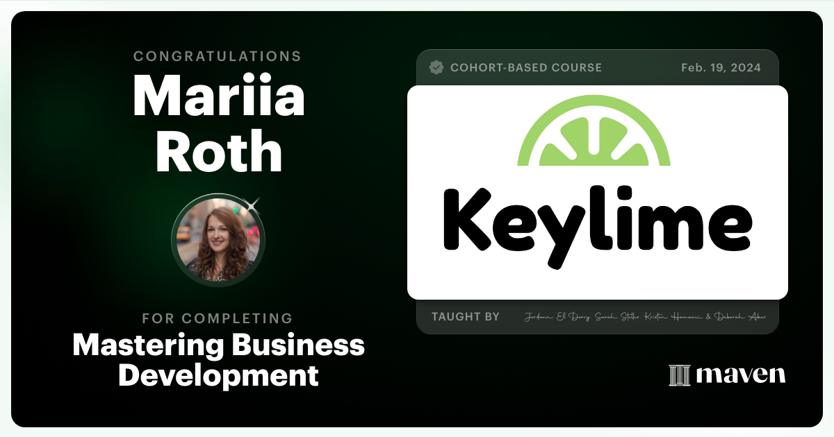 Certificate of Completion for Mastering Business Development