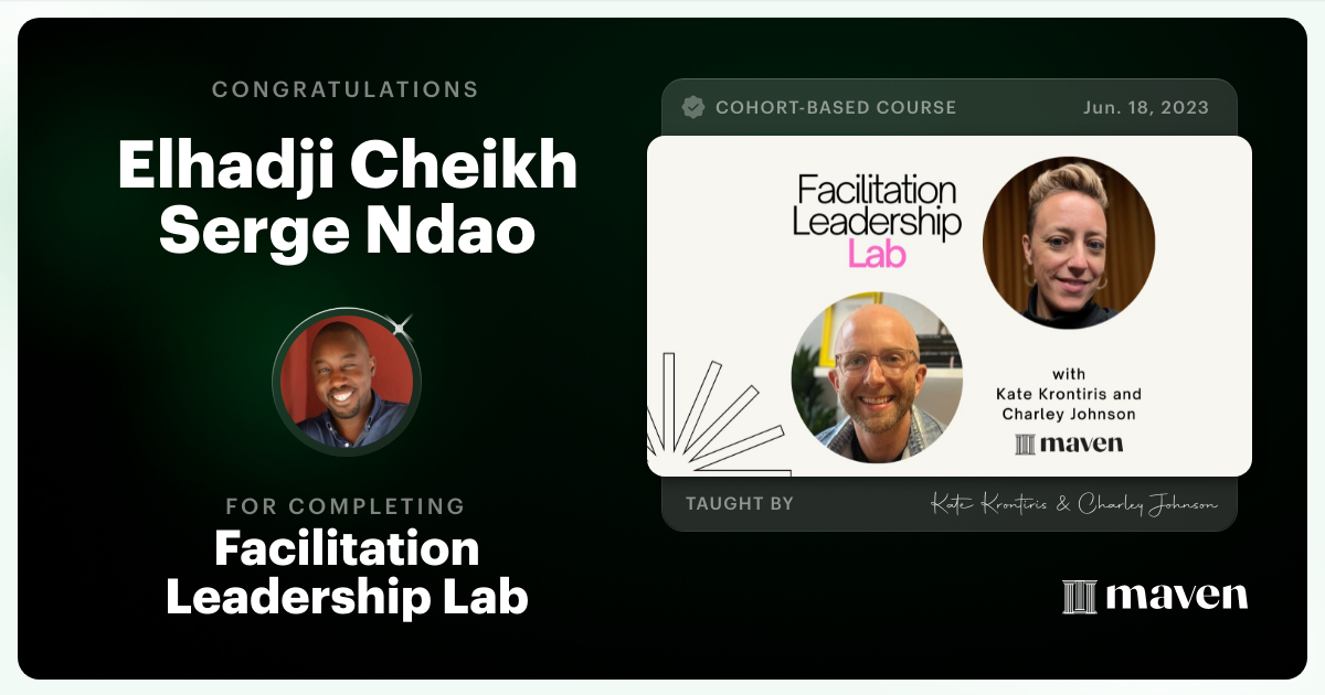 Certificate of Completion for Master the Craft of Group Facilitation