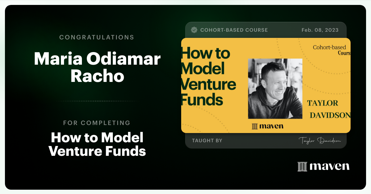 Certificate of Completion for How to Model Venture Funds