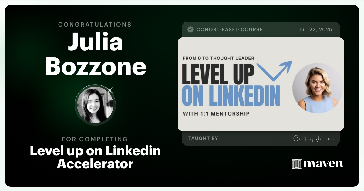 Certificate of Completion for Level up on Linkedin Accelerator
