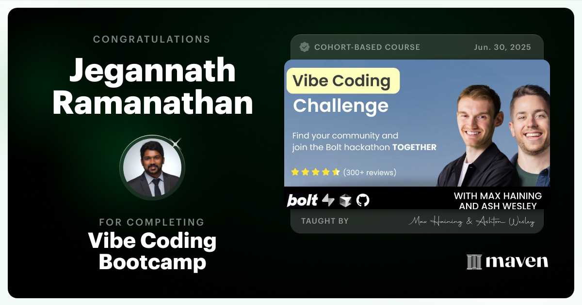 Certificate of Completion for Vibe Coding Challenge