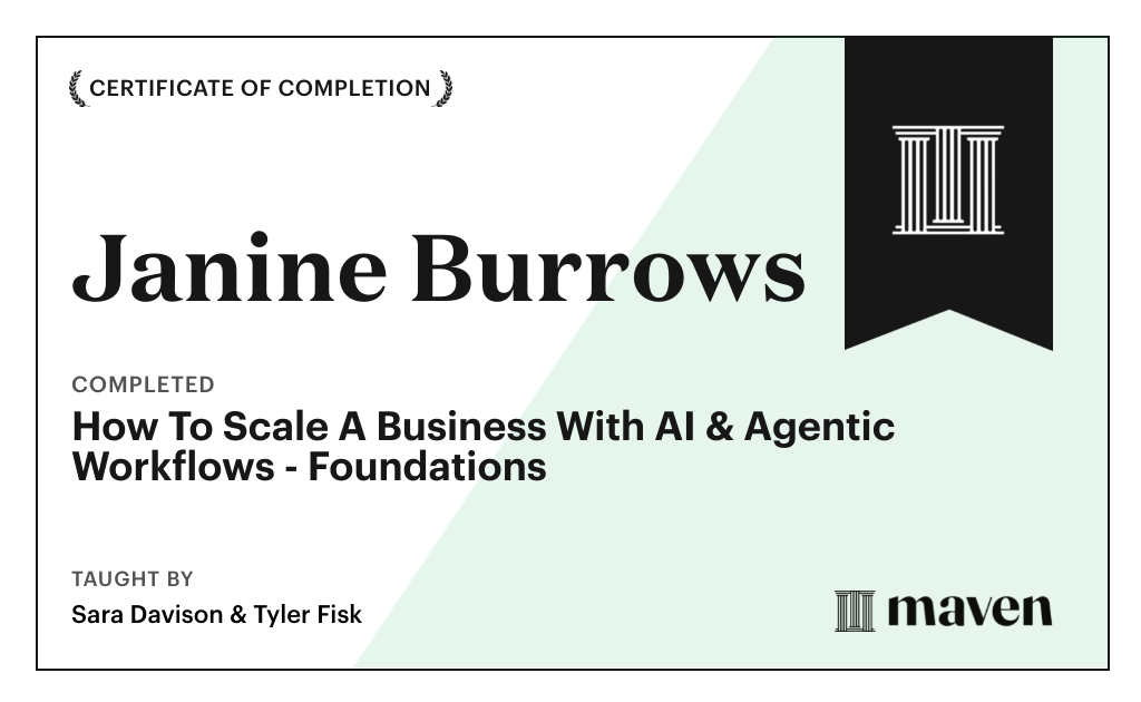 Certificate for Build The AI Agent Workforce That Scales Companies: Own & Run Your Own Agent Org