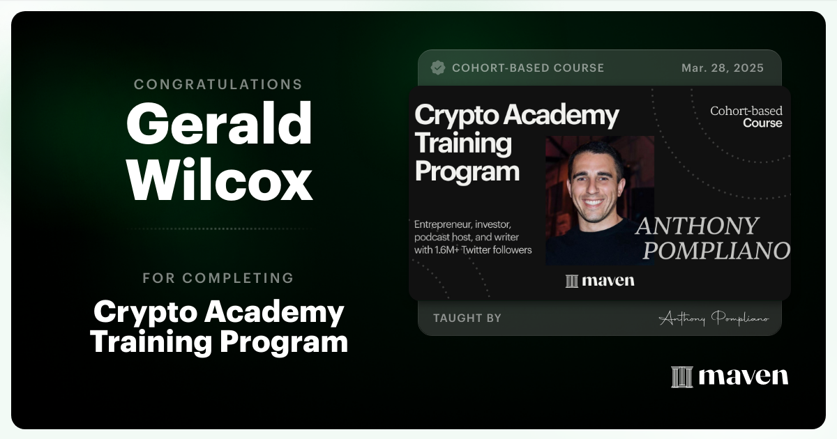 Certificate of Completion for Crypto Academy Training Program