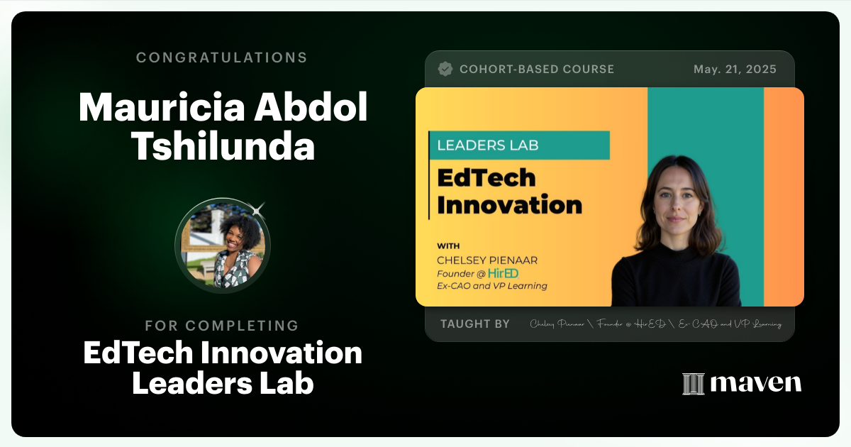 Certificate of Completion for Leading Digital Transformation in Education