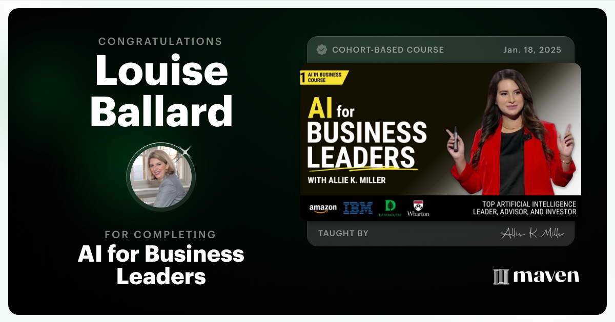 Certificate of Completion for AI for Business Leaders