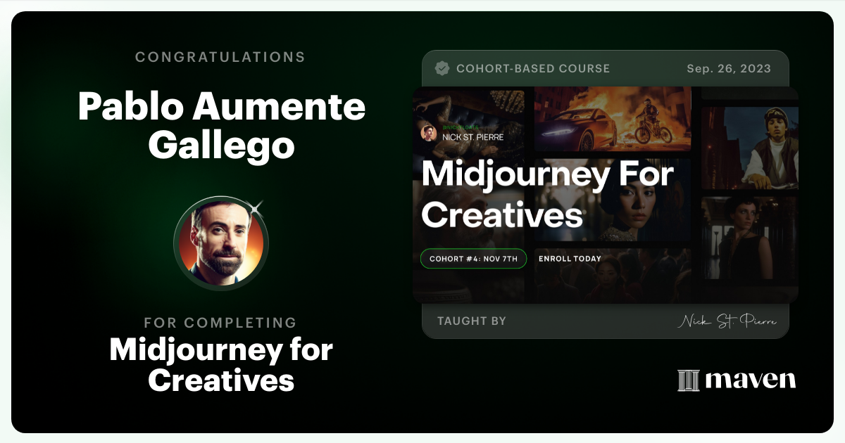 Certificate of Completion for Midjourney for Creatives