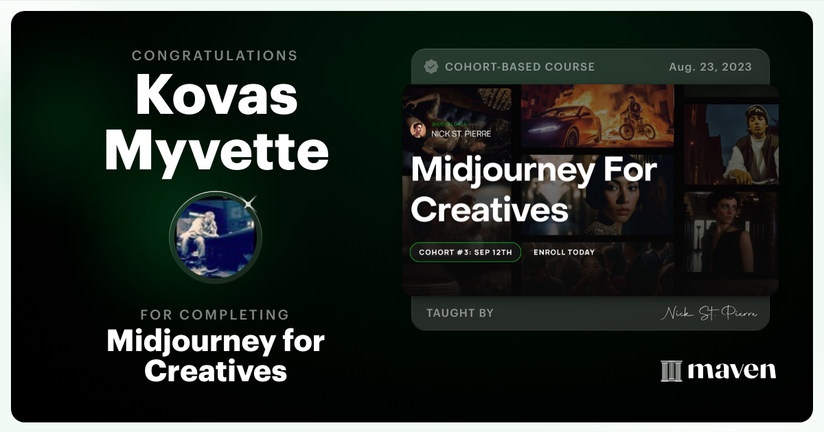 Certificate of Completion for Midjourney for Creatives